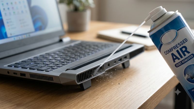Compressed air for cleaning laptop fan