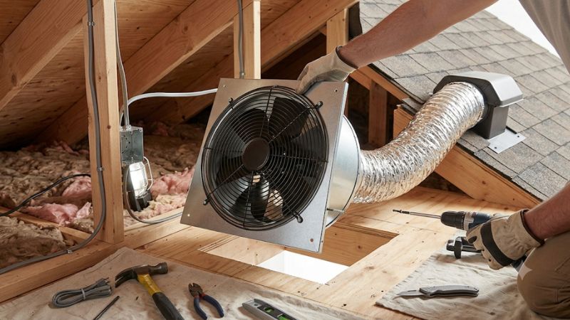 Attic exhaust fan installation