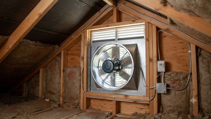 Attic fan gable mounted