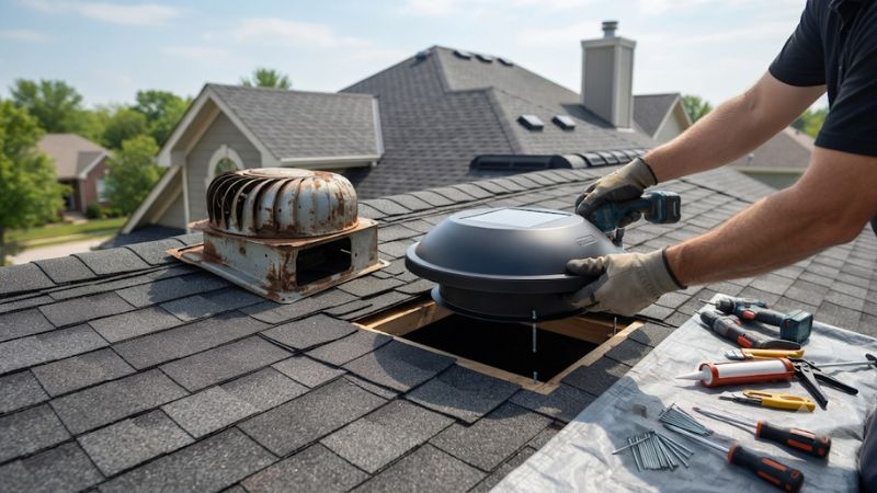Attic roof fan replacement