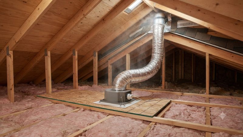 Bathroom fan vented to attic