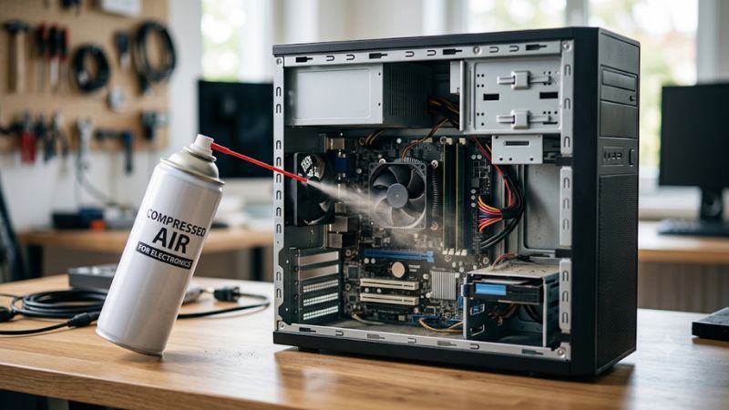 Compressed air for computer cleaning