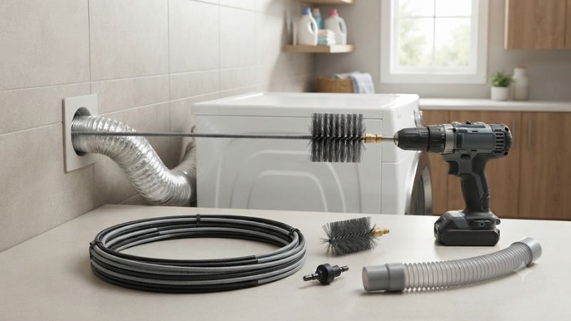 Dryer vent cleaning kit for drill