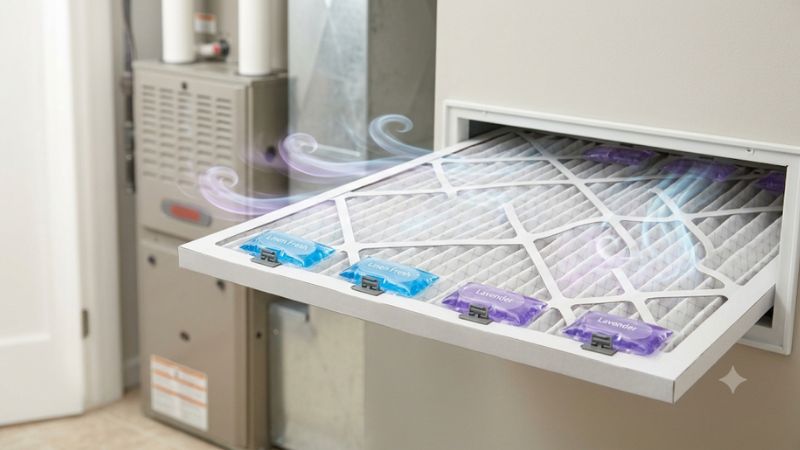 Furnace filter air freshener