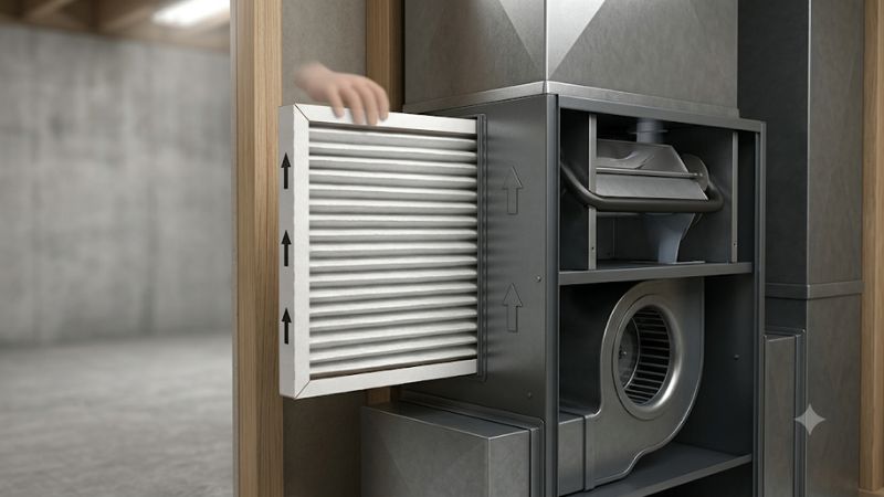 Furnace filter replacement air flow direction