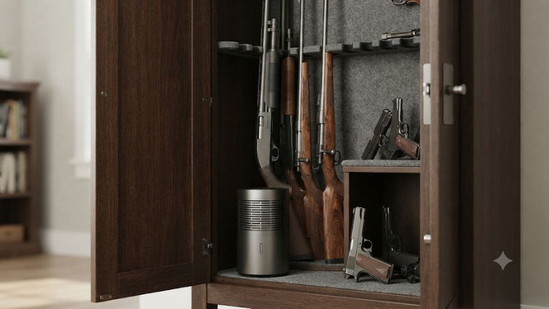 Gun cabinet dehumidifier