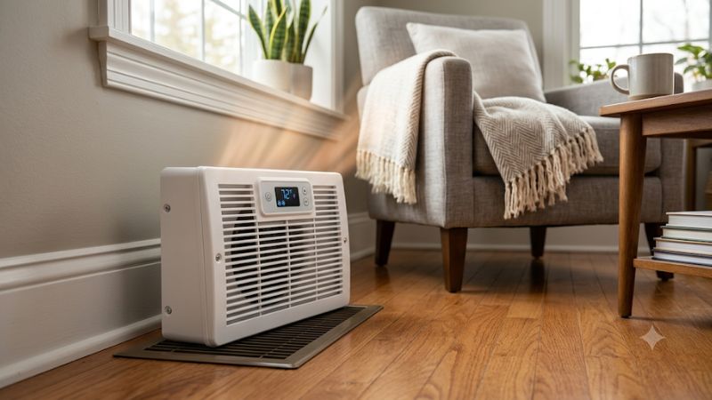 Heating vent fan booster
