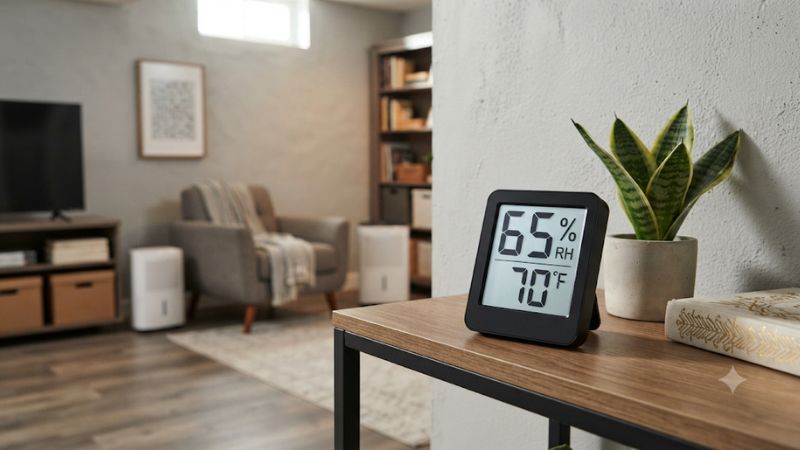 Hygrometer for basement