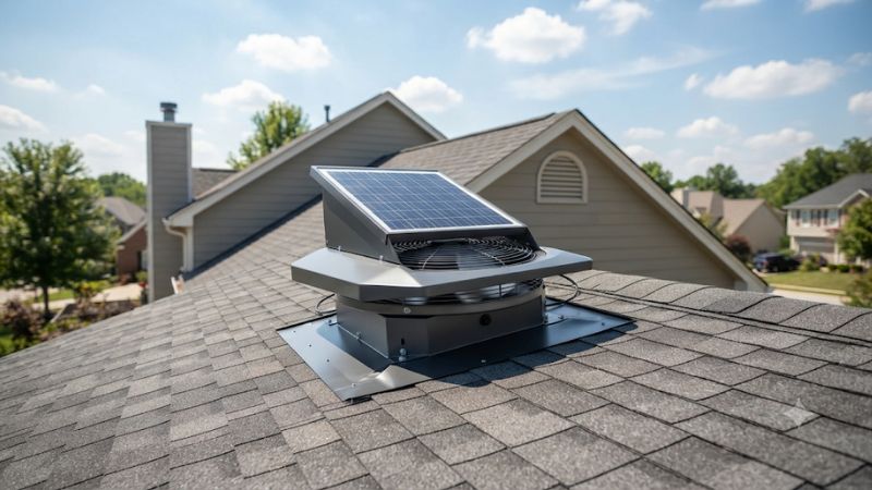 Solar power fan attic