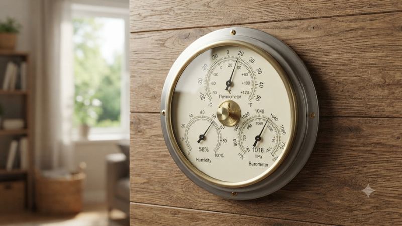 Thermometer barometer and hygrometer
