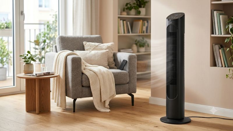 Tower fan with remote