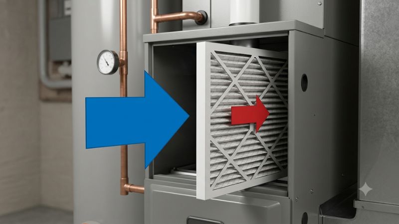 Which way does an air filter go in a furnace