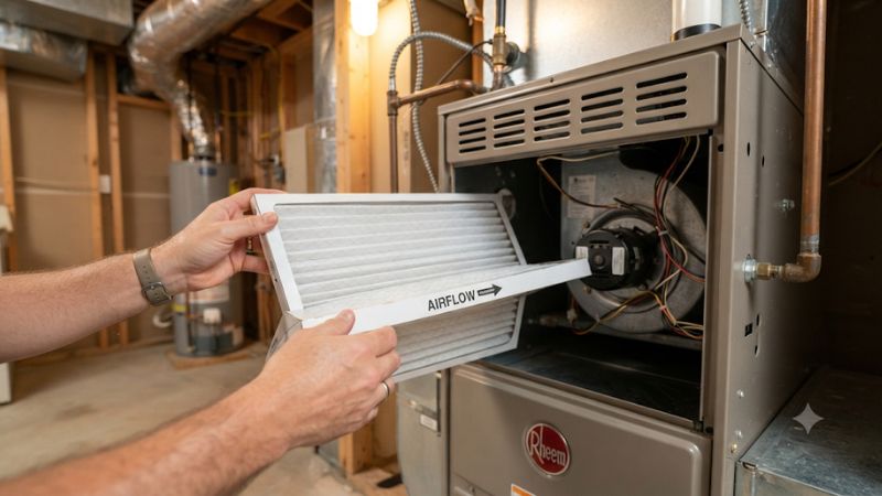 Which way to put air filter in furnace