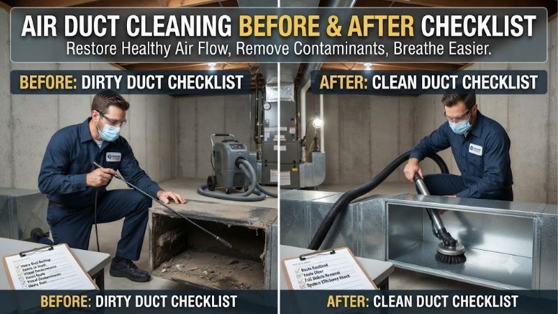 Air duct cleaning before and after checklist: Key steps