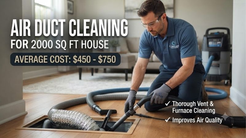 Air duct cleaning cost for 2000 sq ft house: Price guide Air duct cleaning cost for 2000 sq ft house: Price guide