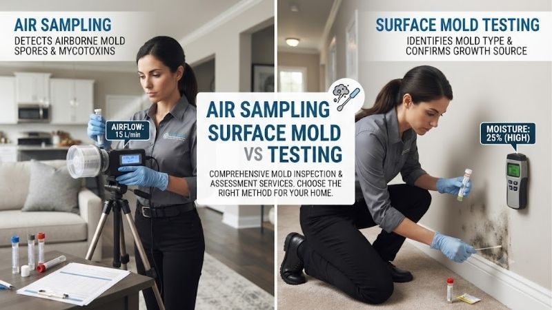 Air Sampling vs Surface Mold Testing: Accuracy & Guide Air Sampling vs Surface Mold Testing: Accuracy & Guide