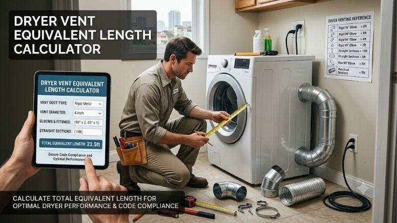 Dryer Vent Equivalent Length Calculator: HVAC Design Tool
