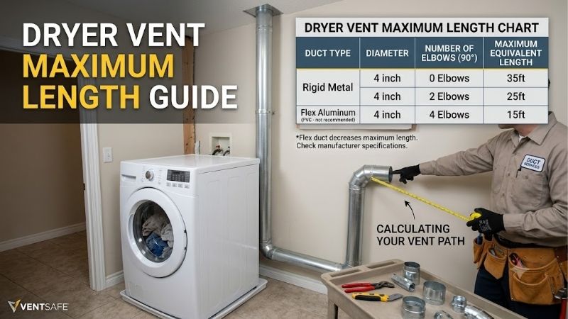 Dryer Vent Maximum Length Chart: Distance & Fitting Rules Dryer Vent Maximum Length Chart: Distance & Fitting Rules