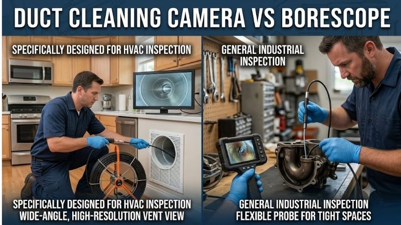 Duct cleaning camera vs borescope: Inspection tools guide