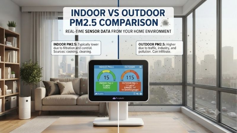 Indoor vs outdoor pm2.5 comparison: key source analysis